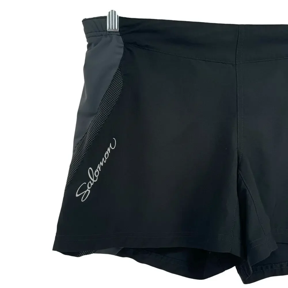 Salomon Womens Actilite Running Shorts M‎ Black Drawstring Waist